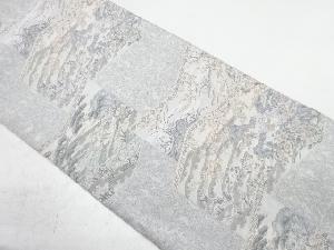 アンティーク　屏風に風景模様織り出し全通袋帯(材料)